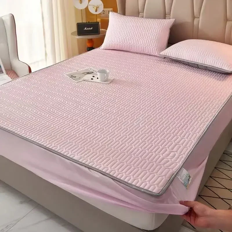 DecorBites™ Cooling Latex Fitted Sheet Set: Soft 3-Layer Mattress Protector for Hot Sleepers