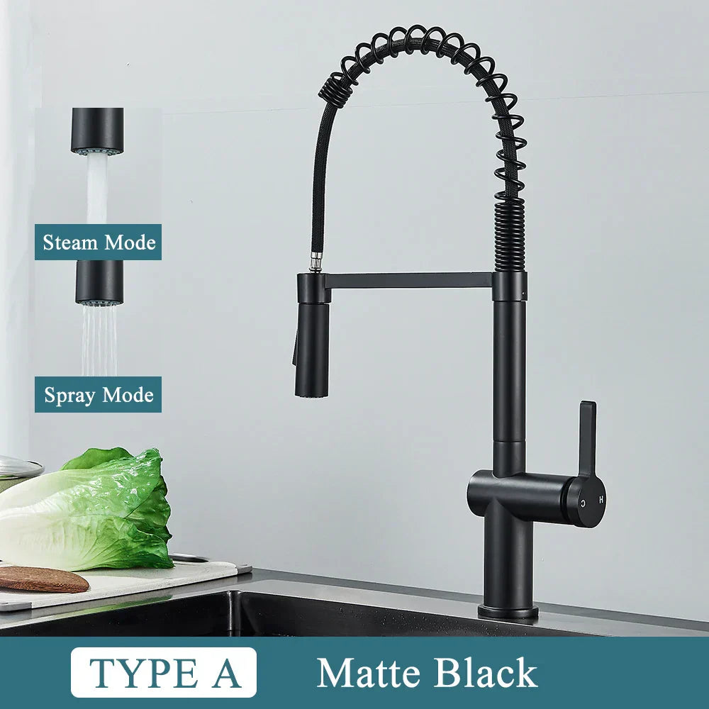 DecorBites™ Brass Kitchen Sink Faucet with Dual Stream Sprayer Nozzle, Hot Cold Water Mixer Tap