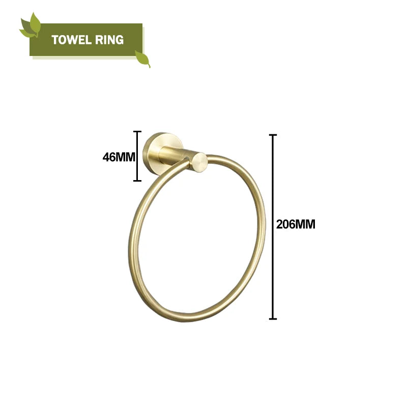 DecorBites™ Brushed Gold Bath Hardware Set: Paper Holder, Towel Bar, Robe Hook - Wall Mount Bathroom Accessories