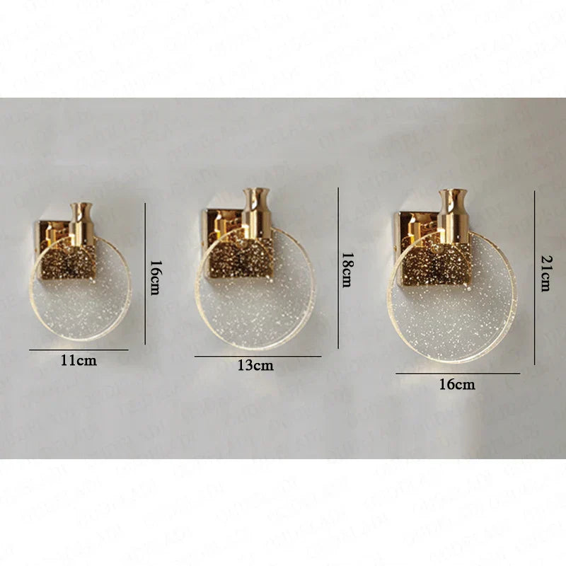 DecorBites™ Gold LED Crystal Wall Sconce for Modern Bedroom Bathroom Living Room Lighting