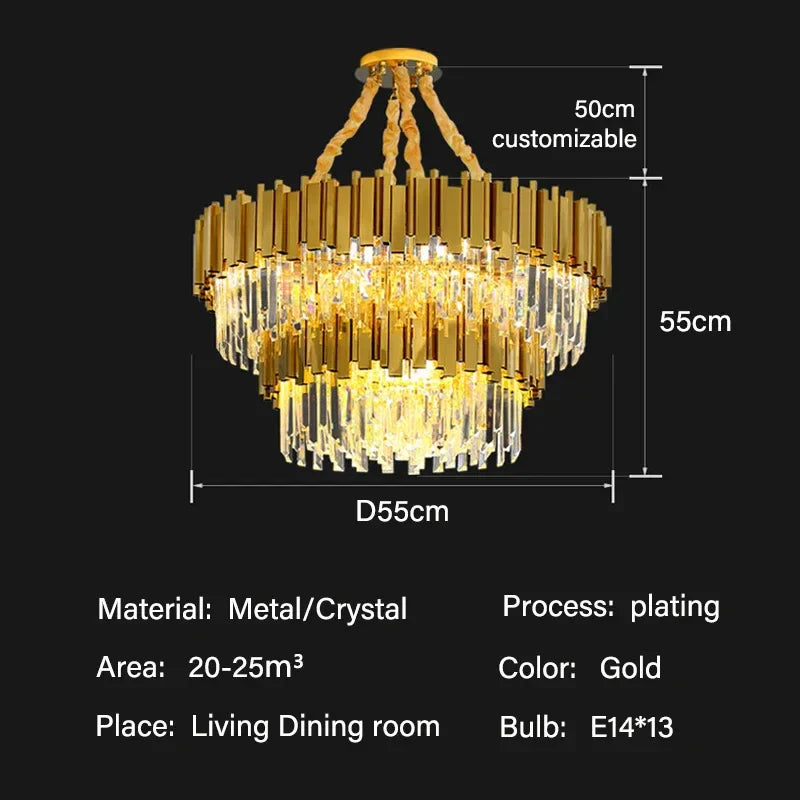 DecorBites™ Crystal Oval Round Chandelier: Luxury Nordic Modern LED Lighting for Home and Bar