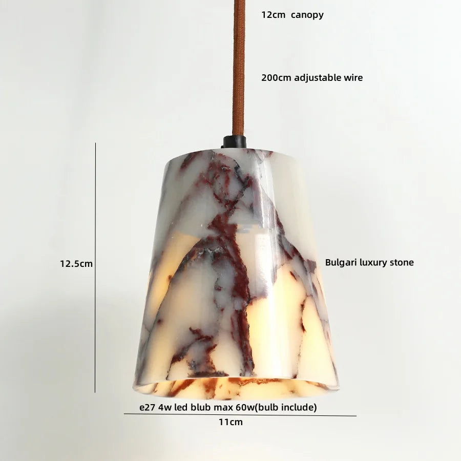 DecorBites™ Bulgari Stone LED Pendant Lamp - Natural Marble Hanging Light
