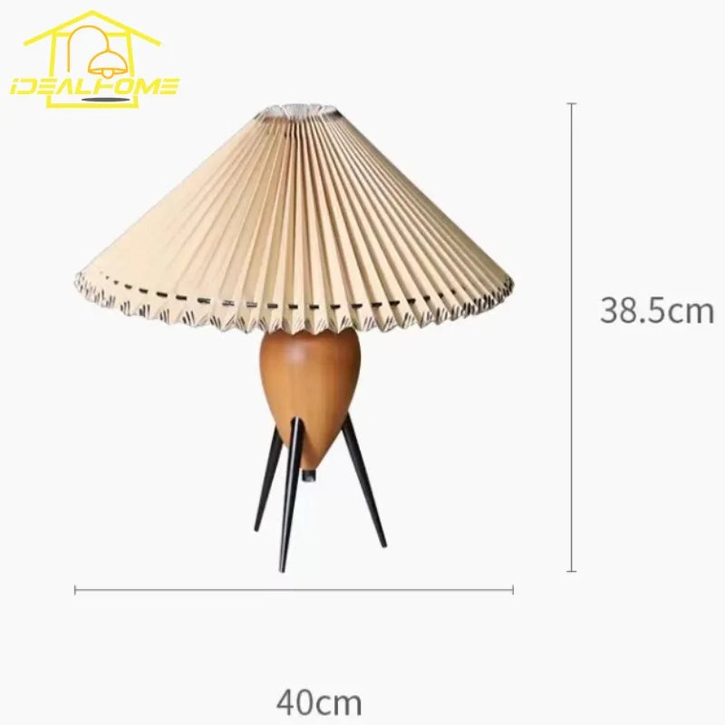 DecorBites™ Bauhaus Pleated Wood Table Lamp LED E27 Solid Fabric Desk Light