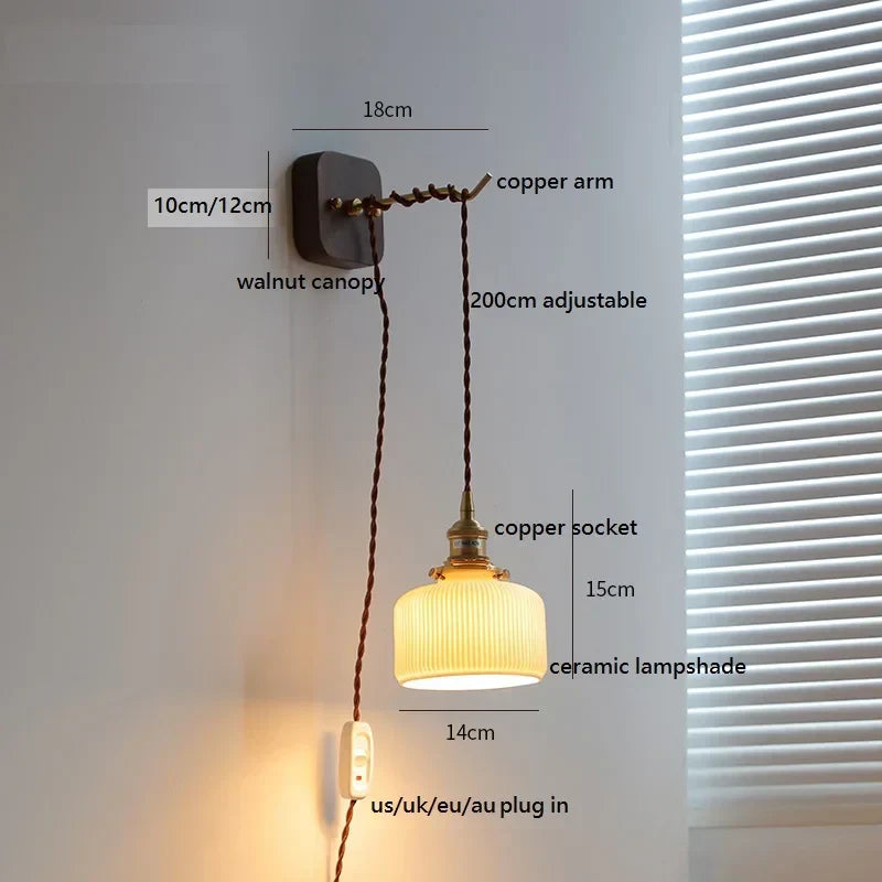 DecorBites™ Ceramic LED Wall Light: Japanese Style Fixture, Home Decor for Bedroom & Living Room