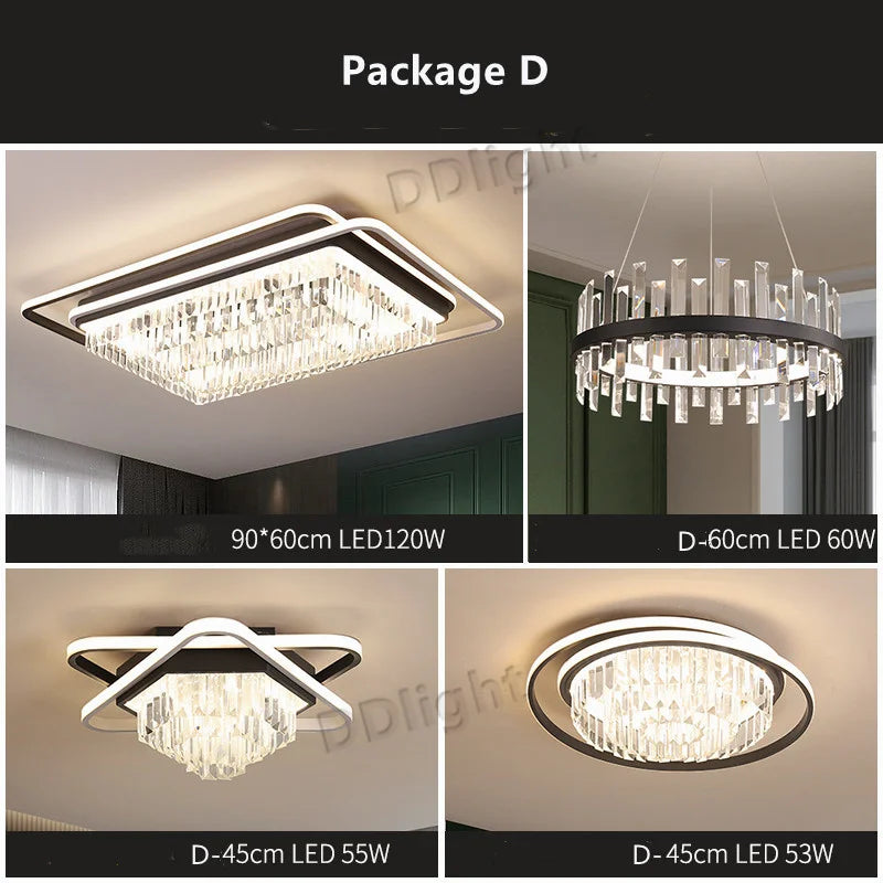 DecorBites™ Crystal Industrial Pendant Lamps Set for Modern Living Room Bedroom Kitchen Decor