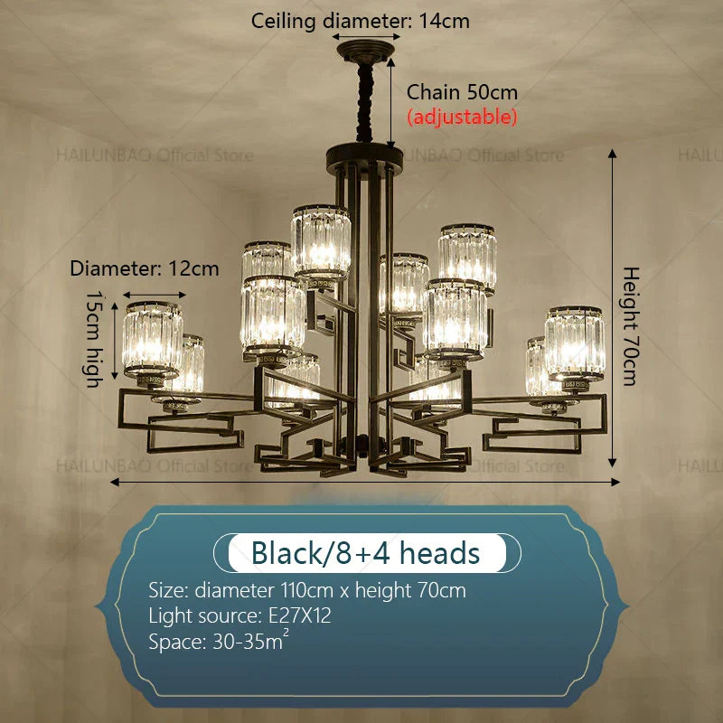 DecorBites™ Crystal Chandelier: Modern Luxury Main Light for Livingroom, Hall, and Restaurant