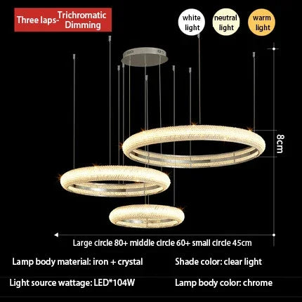 DecorBites™ Crystal Chandelier Chrome Light LED Ceiling Lights for Modern Luxury Décor