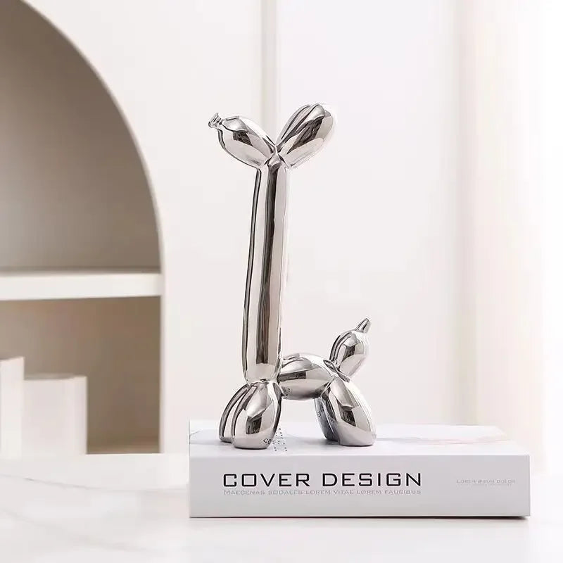 DecorBites™ Abstract Ceramic Balloon Dog Sculpture for Home Office Décor
