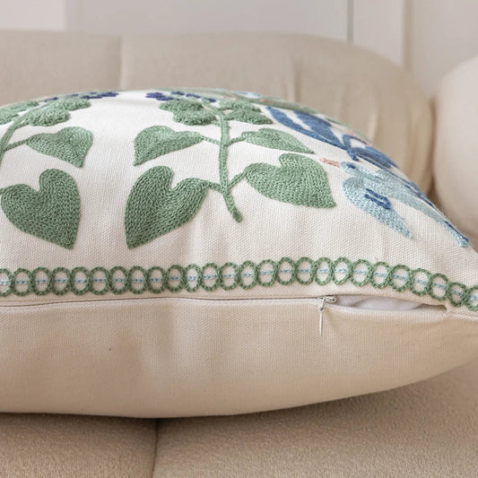DecorBites™ Embroidered Floral Office Cushion Pillowcase - 45x45CM
