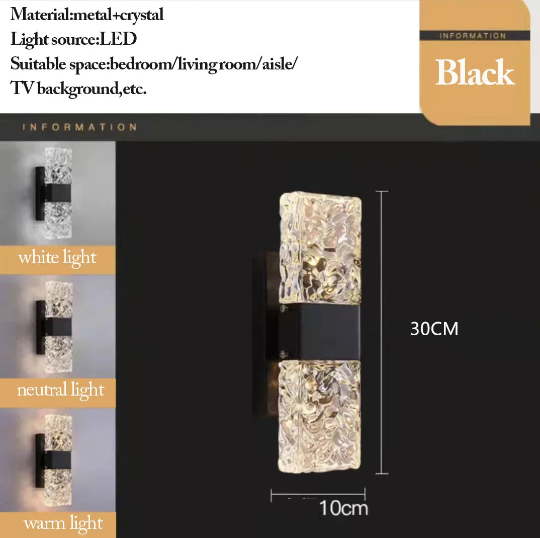 DecorBites™ Crystal LED Wall Sconces | Modern Corrugated Design for Living Room, Bedroom, Aisle