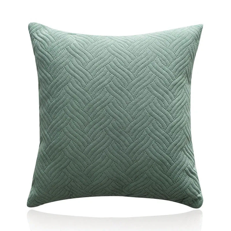DecorBites™ Blue Wave Crimping Quilted Cushion Cover for Home Sofa Bed Decor