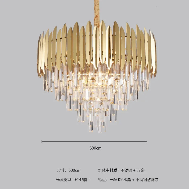 DecorBites™ Crystal Chandelier LED Pendant Light Fixture for Luxury Living Room Décor