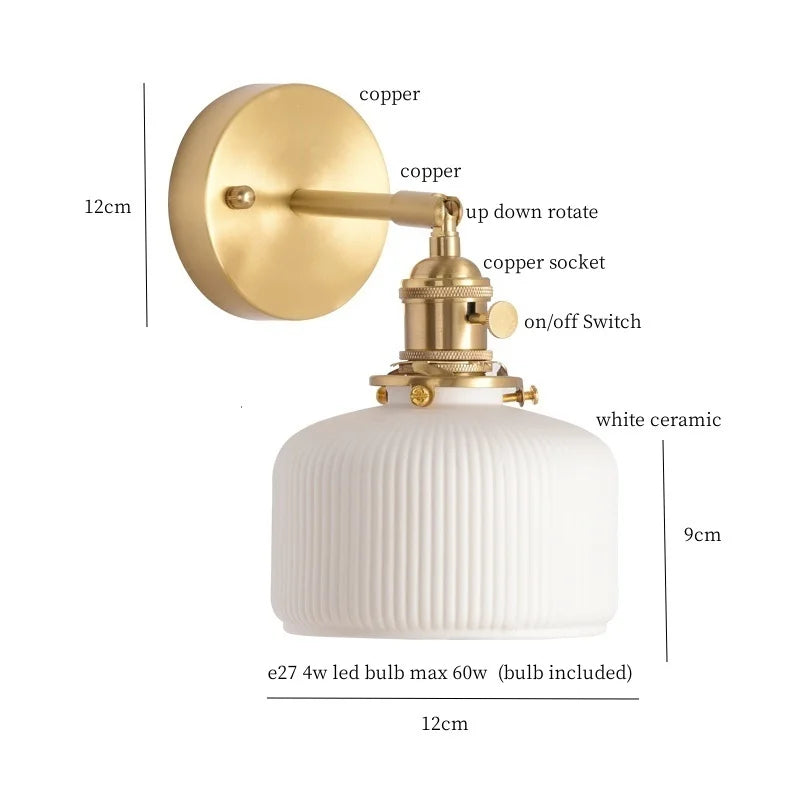 DecorBites™ Ceramic LED Wall Sconce Light with Pull Chain Switch