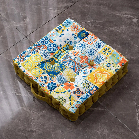 DecorBites™ Bohemian Mandala Velvet Floor Cushion for Reading Nook and Party Decor
