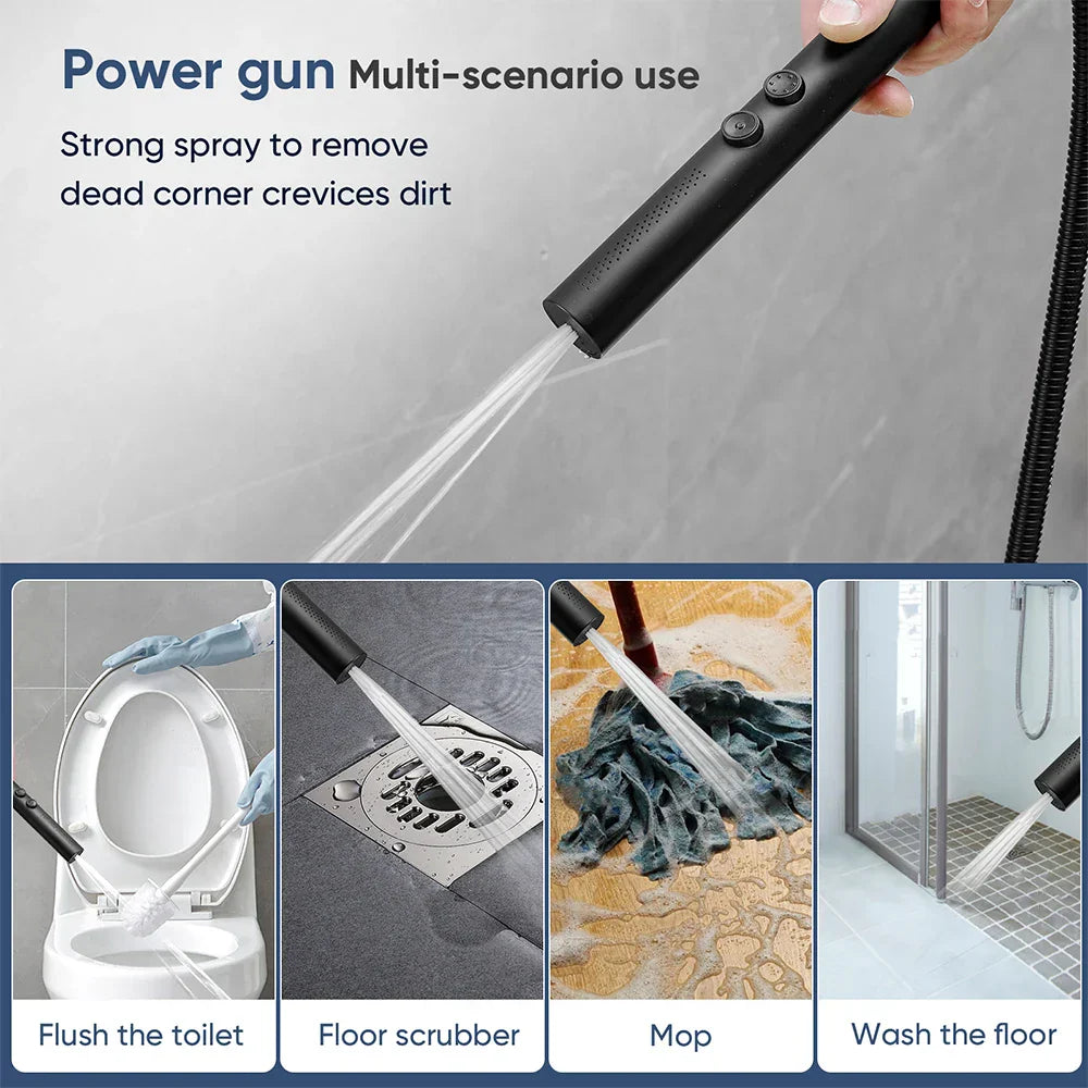 DecorBites™ Black Stainless Steel High Pressure Shower Head Handheld Spray Nozzle
