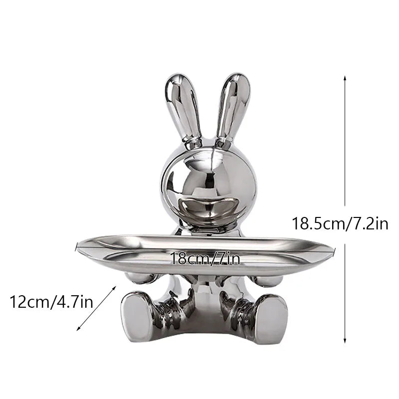 DecorBites™ Astronaut Rabbit Resin Tray: Home Office Desktop Decor & Storage