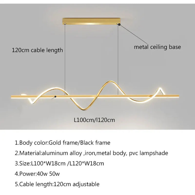 DecorBites™ LED Chandelier Pendant Light 120cm Ceiling Modern Minimalist Dining Kitchen Lighting