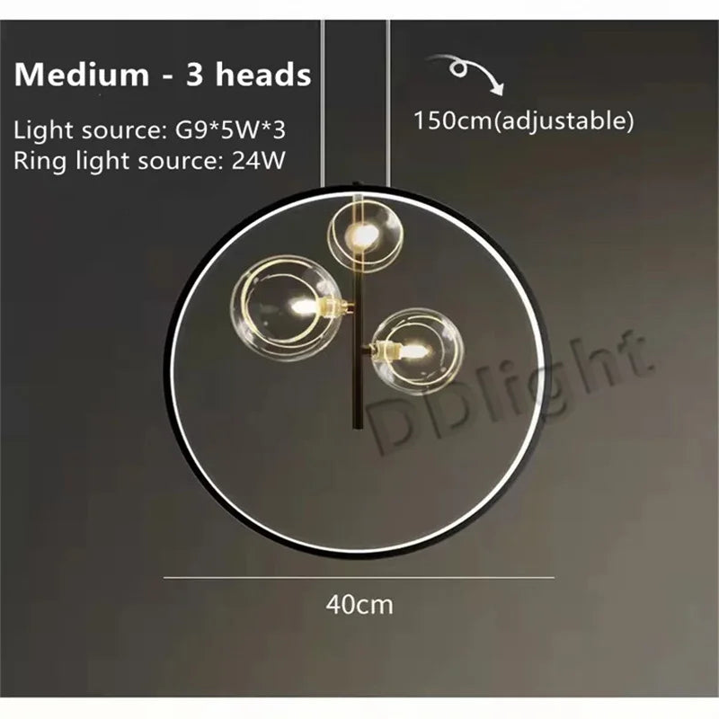 DecorBites™ Glass Bubble LED Ceiling Chandelier for Dining Room and Cloths Store