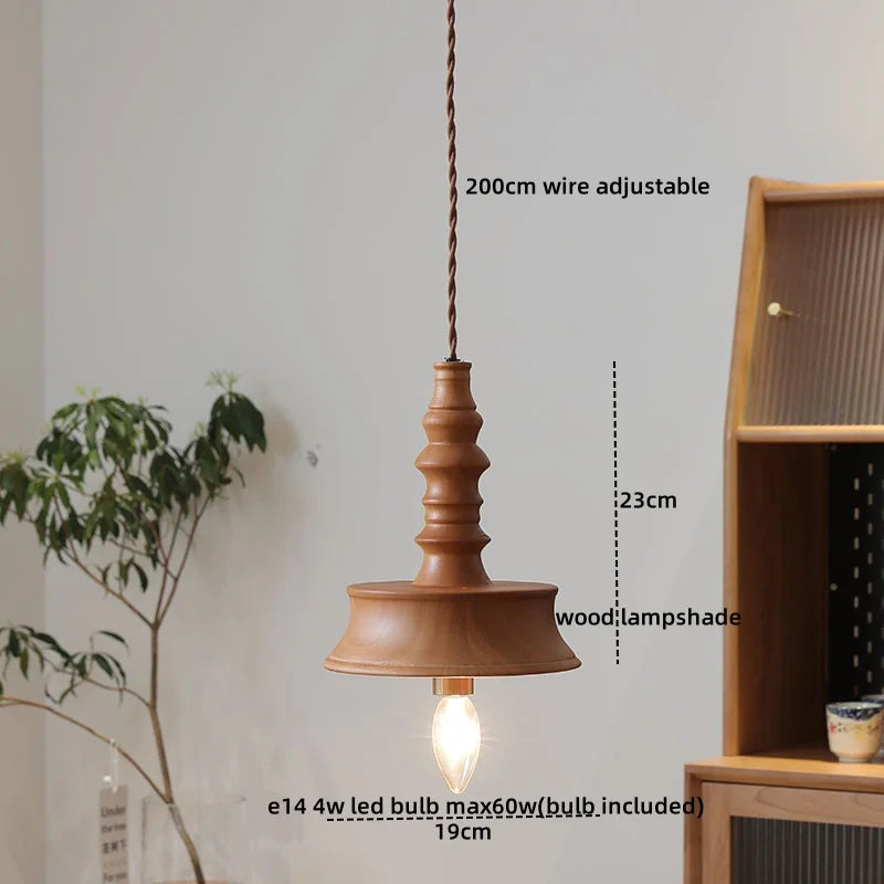 DecorBites™ Japanese Style LED Wooden Pendant Light Fixture for Home Decor and Restaurant