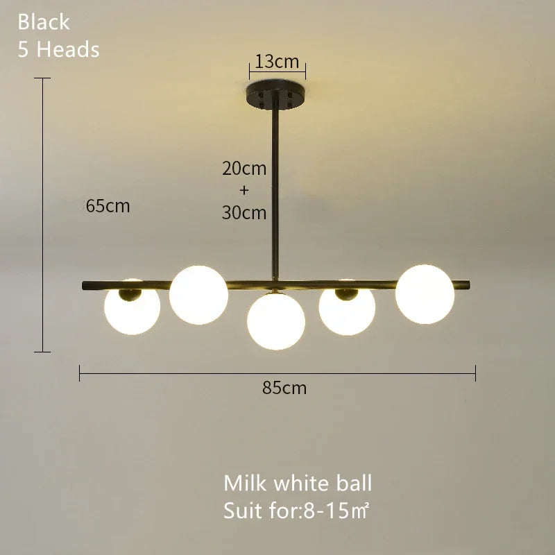 DecorBites™ Glass Ball Chandelier - Modern LED Pendant Lamp for Home Decor