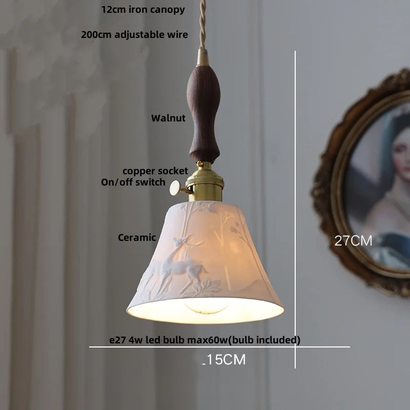 DecorBites™ LED Pendant Lamp Modern Style Home Lighting Living Room Study Bar White Flower Ceramic
