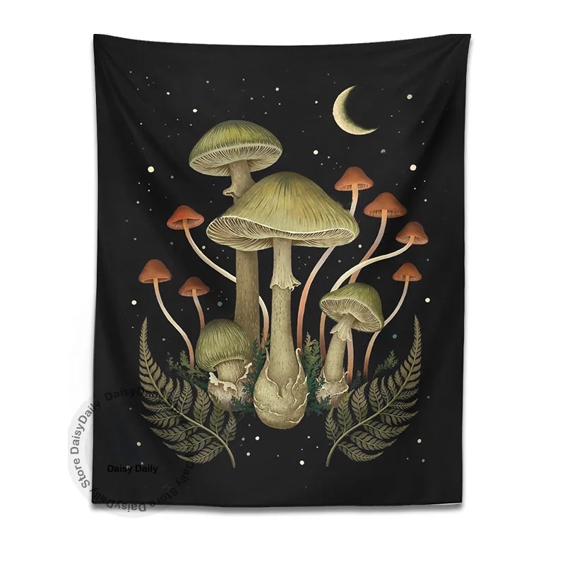 DecorBites™ Botanical Mushroom Moom Tapestry Wall Hanging for Boho Living Room Decor