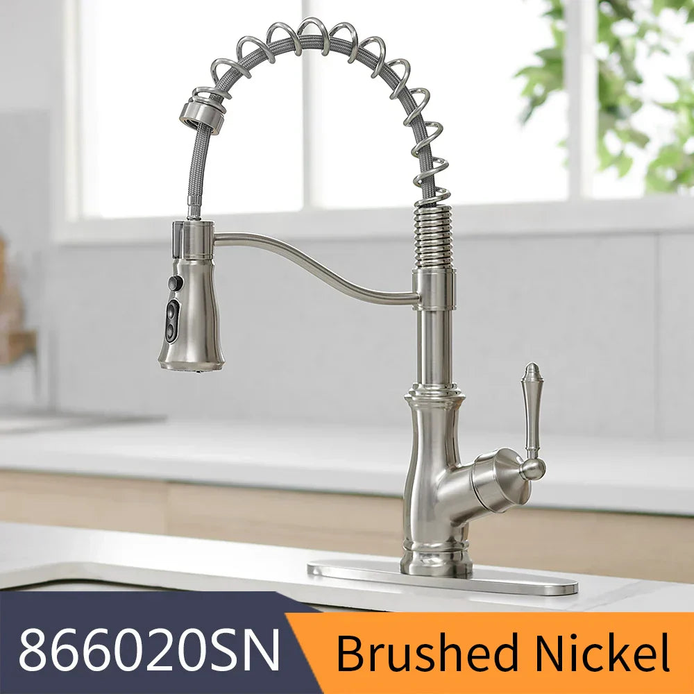 DecorBites™ Black Spring Spout Kitchen Faucet Single Lever Pull Out Mixer Tap