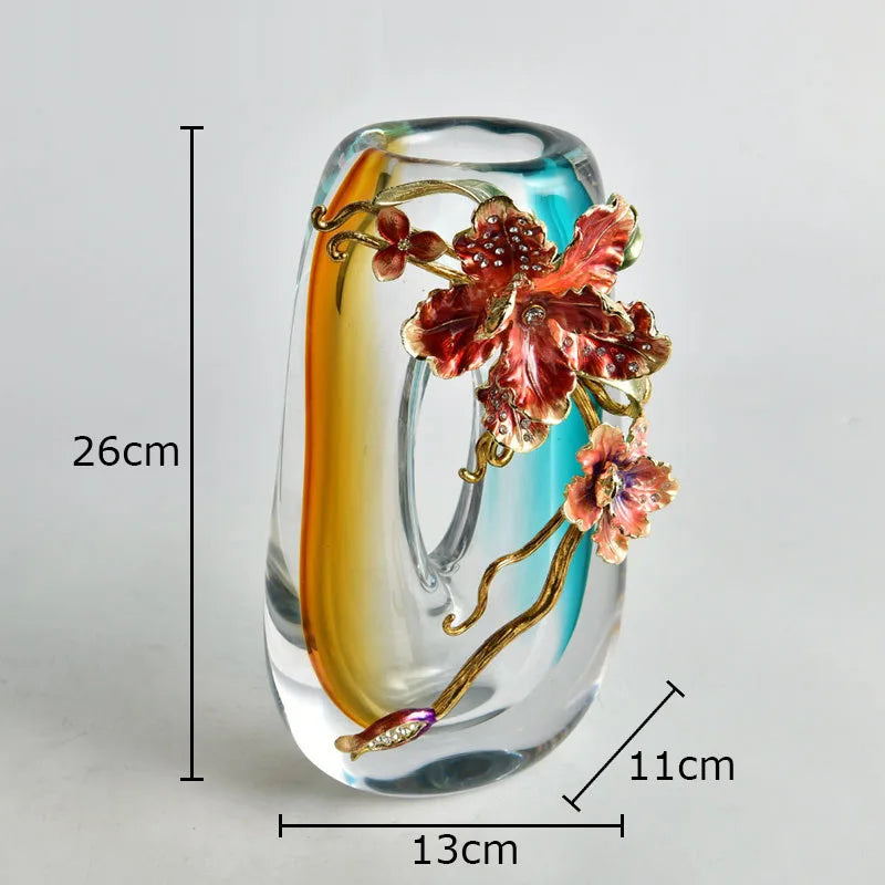 DecorBites™ Blue Gradient Glass Vase Desk Decoration Floral Relief Room Decor