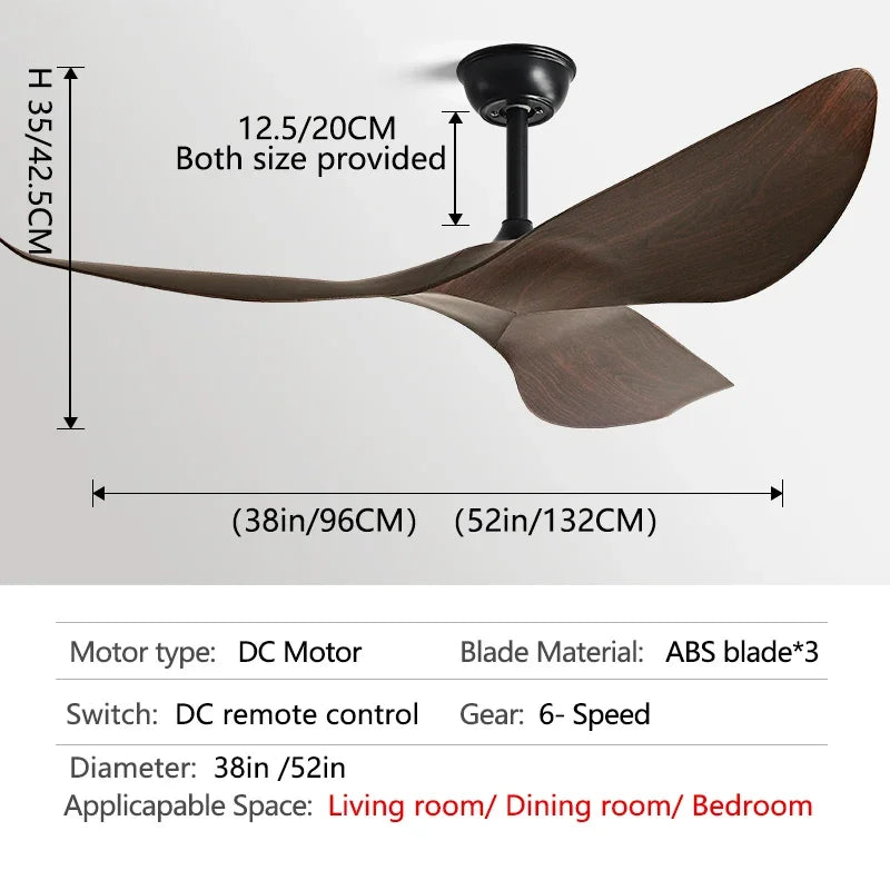 DecorBites™ 52" Modern Ceiling Fan DC Remote Control Electric Fan for Home and Office