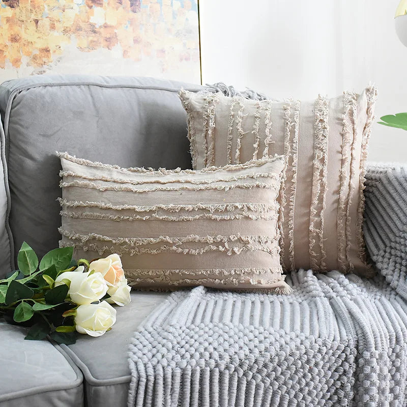 DecorBites™ Boho Chic Tassel Striped Pillow Covers for Home Decor