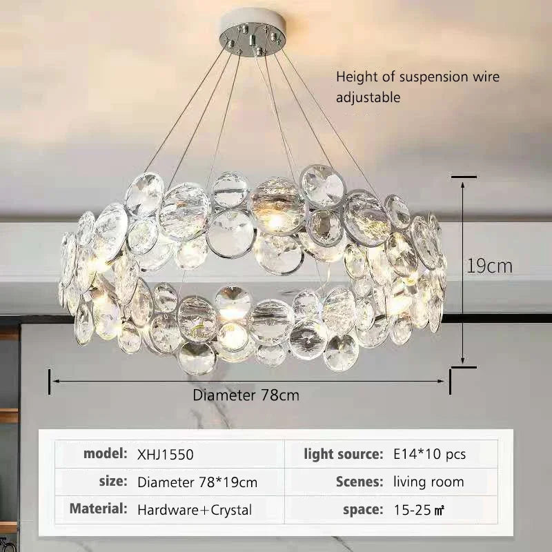 DecorBites™ Crystal LED Chandelier: Modern Nordic Style Luxury Pendant Light for Living, Bedroom, Dining Room