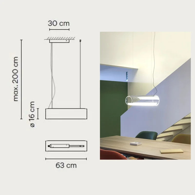 DecorBites™ Clear Glass Cylinder Chandelier | Modern Indoor Suspension Light