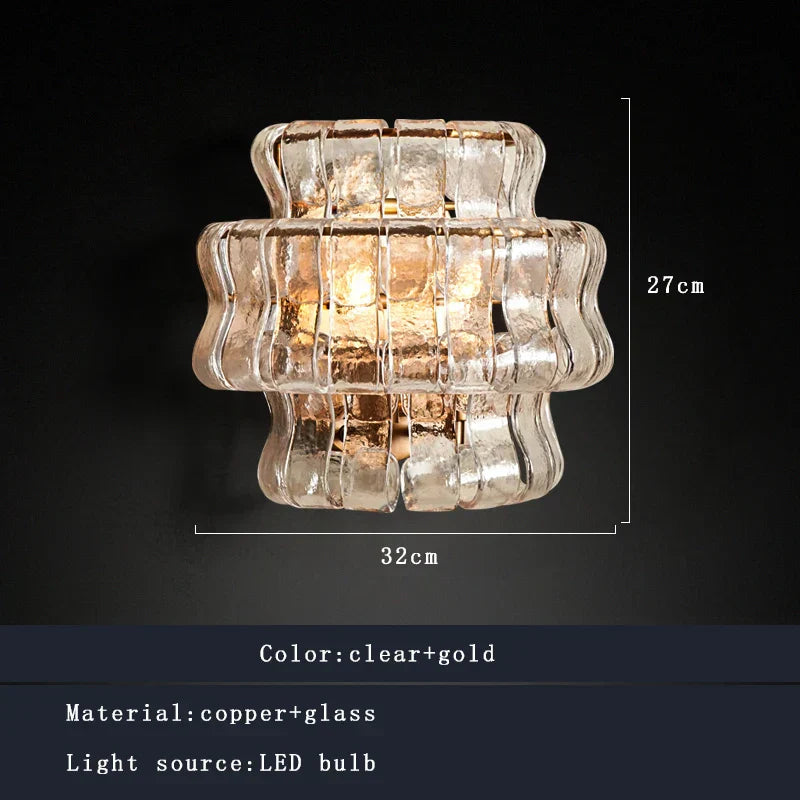 DecorBites™ Dark Brown Glass Wall Sconce Lamps, LED Decoration for Living Room, Aisle, Bedside