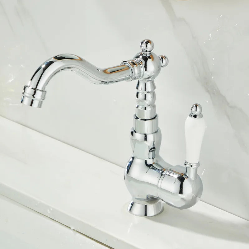 DecorBites™ Gold Basin Faucet Single Handle Bathroom Sink Tap Hot Cold Mixer Tap