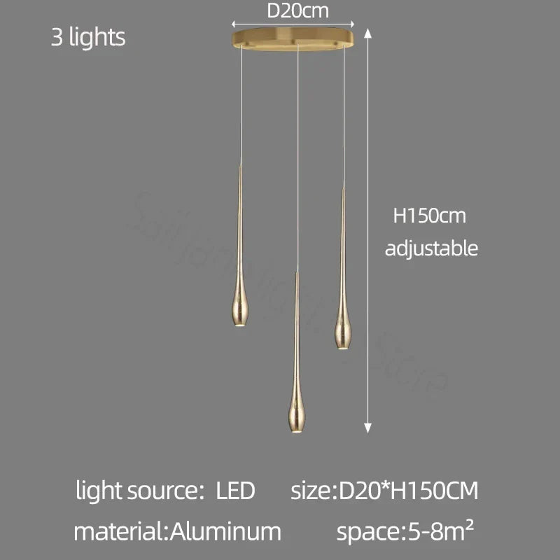 DecorBites™ Gold-Plated LED Ceiling Chandelier for Staircase, Living Room, Kitchen, Attic