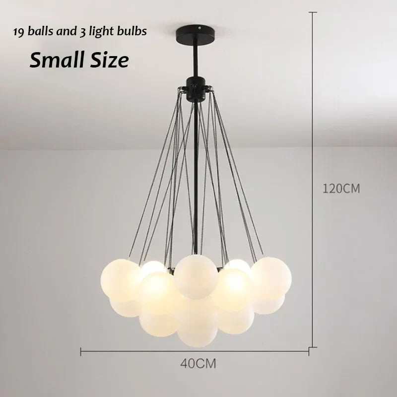 DecorBites™ Glass Chandelier: Nordic 19/37 Ball LED Lighting, Black Gold Pendant for Home Décor