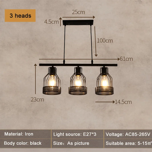 DecorBites™ Industrial Loft Chandelier for Living Room Bedroom Coffee Shop Dining Area
