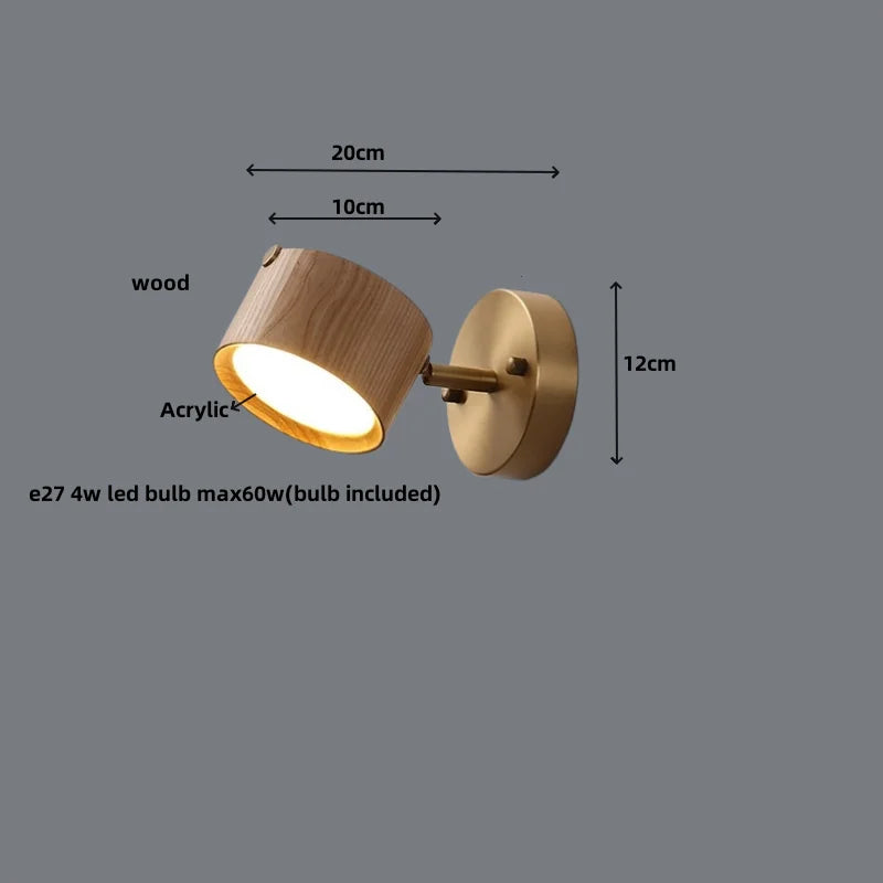 DecorBites™ LED Wood Base Wall Sconce Modern Art Light Fixture for Living Room & Bathroom