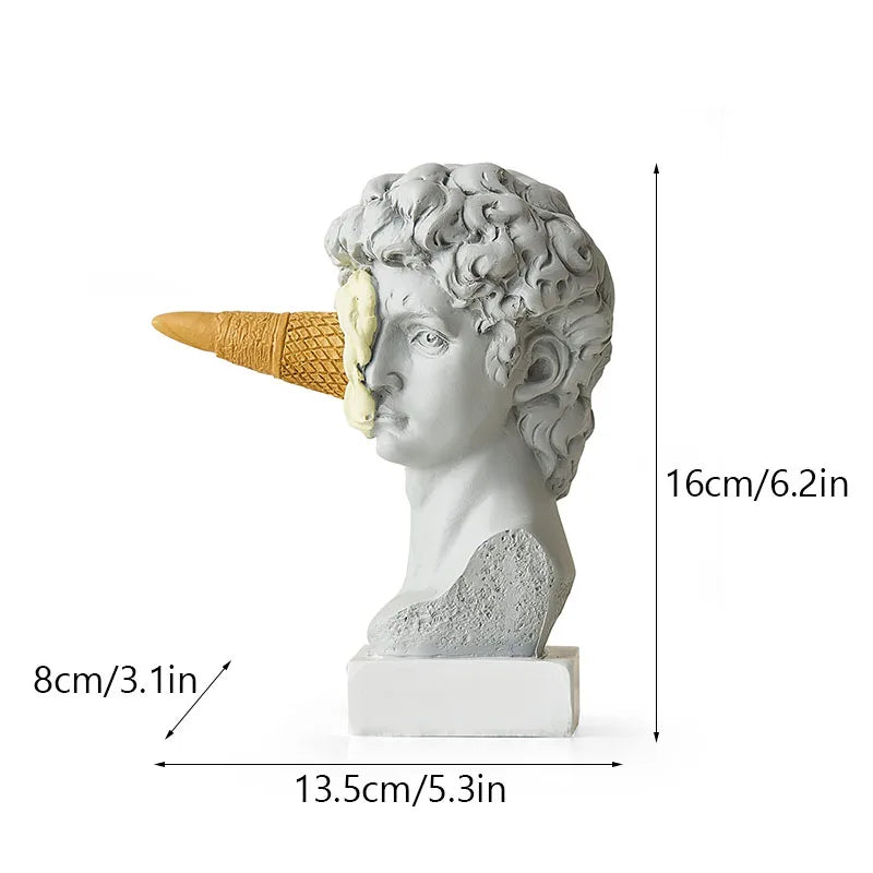 DecorBites™ Horse Head with Ice Cream Statue Modern Art Ornament Sculpture