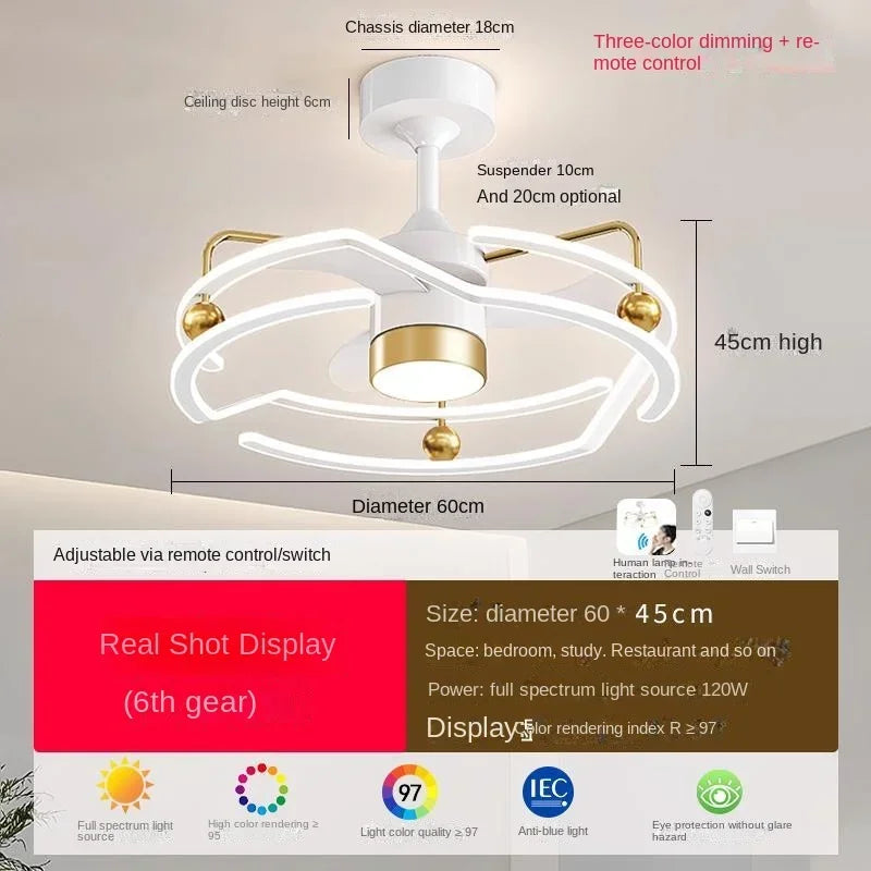 DecorBites™ Cream Bedroom Ceiling Fan Light with Remote Control, Elegant Bedroom Lamp Fixtures