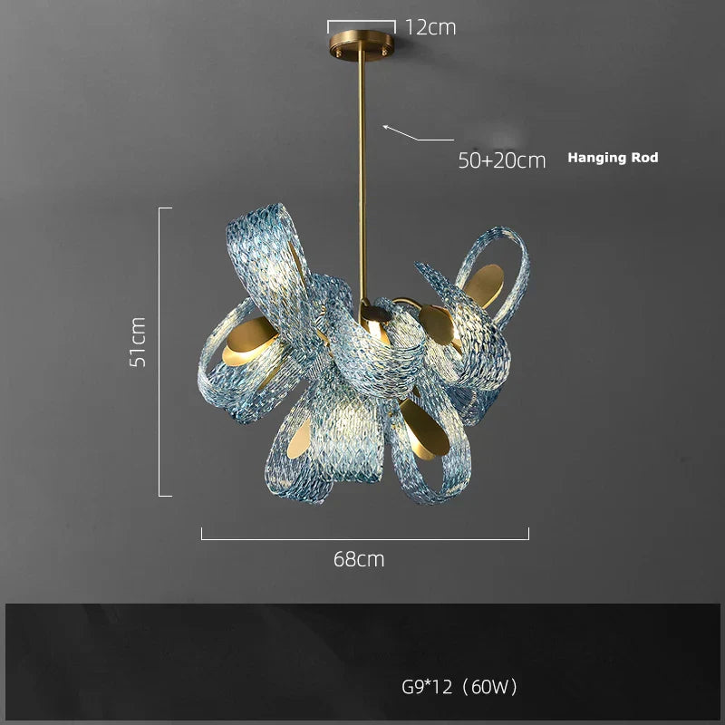DecorBites™ Blue Queen Crystal Glass LED Ceiling Chandelier - Elegant Lighting Fixture for Living Room