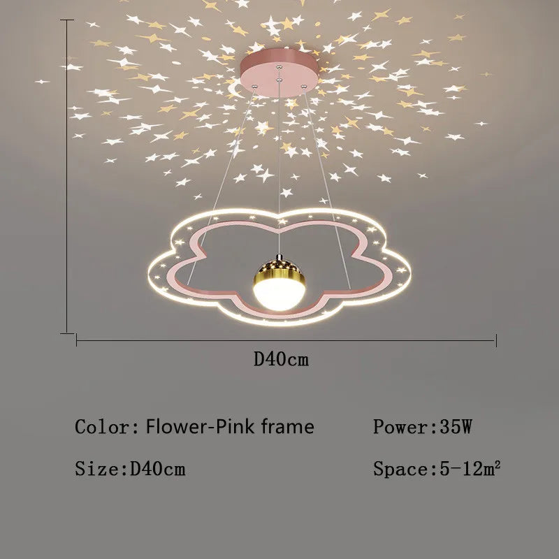DecorBites™ Cloud Flower LED Chandelier: Modern Starry Sky Decor for Kid's Bedroom and Study Hall