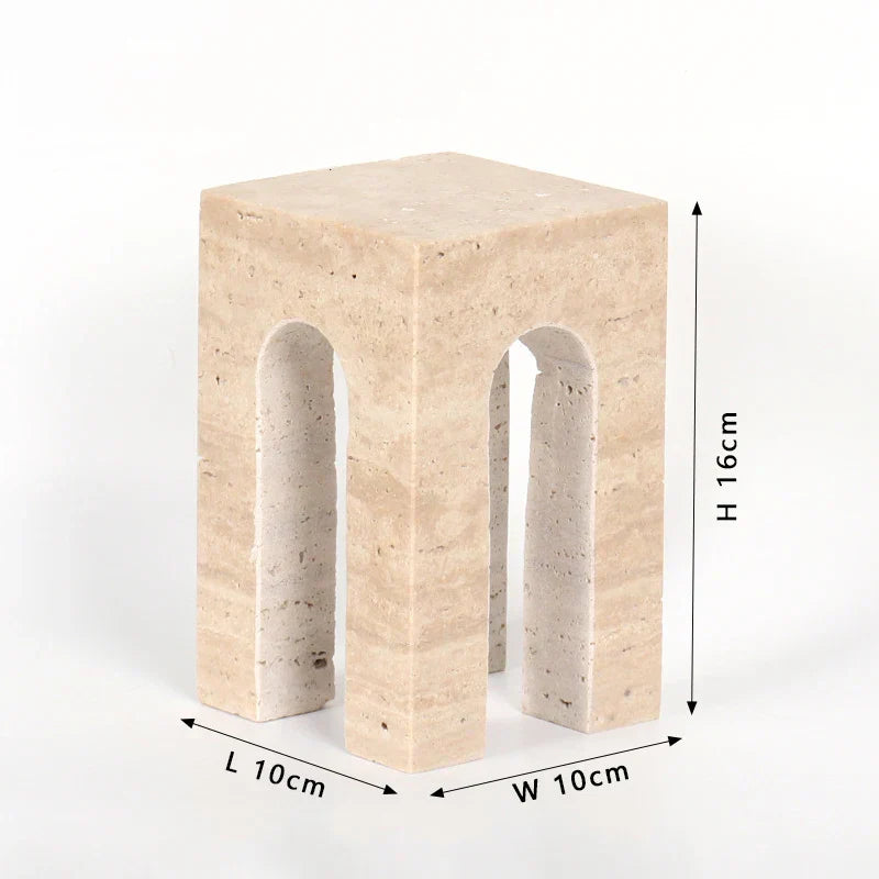 DecorBites™ Hand-Carved Travertine Coffee Table Cabinet for Home Decor
