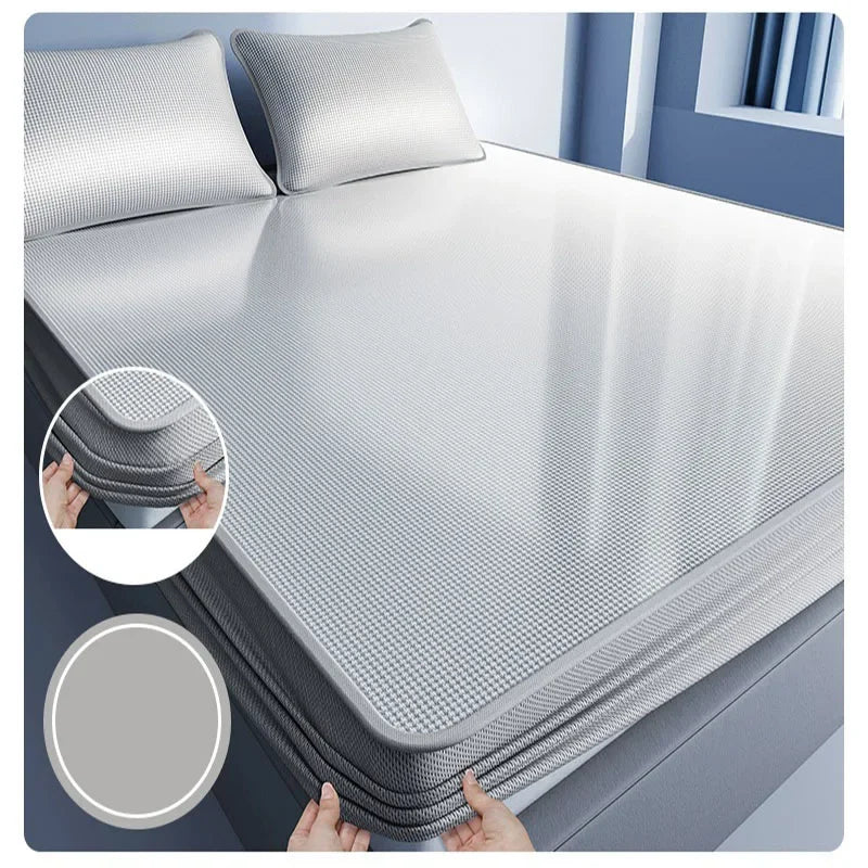 DecorBites™ Cooling Jacquard Fitted Sheet: Skin Friendly, Breathable Single Mattress Protector