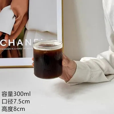 DecorBites™ Glass Cafe Coffee Cup Water Cup Iced Latte Americano Juice Glass