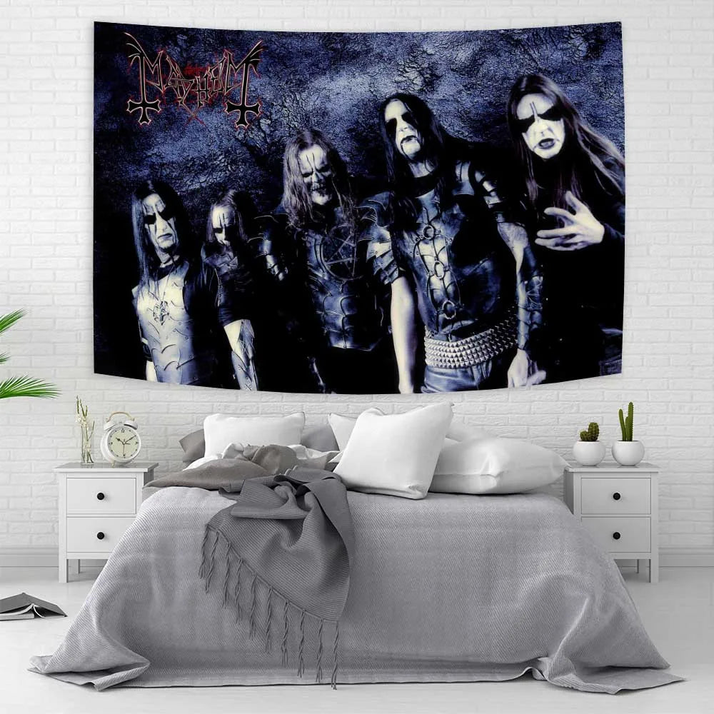 DecorBites™ Black Metal Singer Tapestry Hellhammer Watain Flag Banner 90x150cm