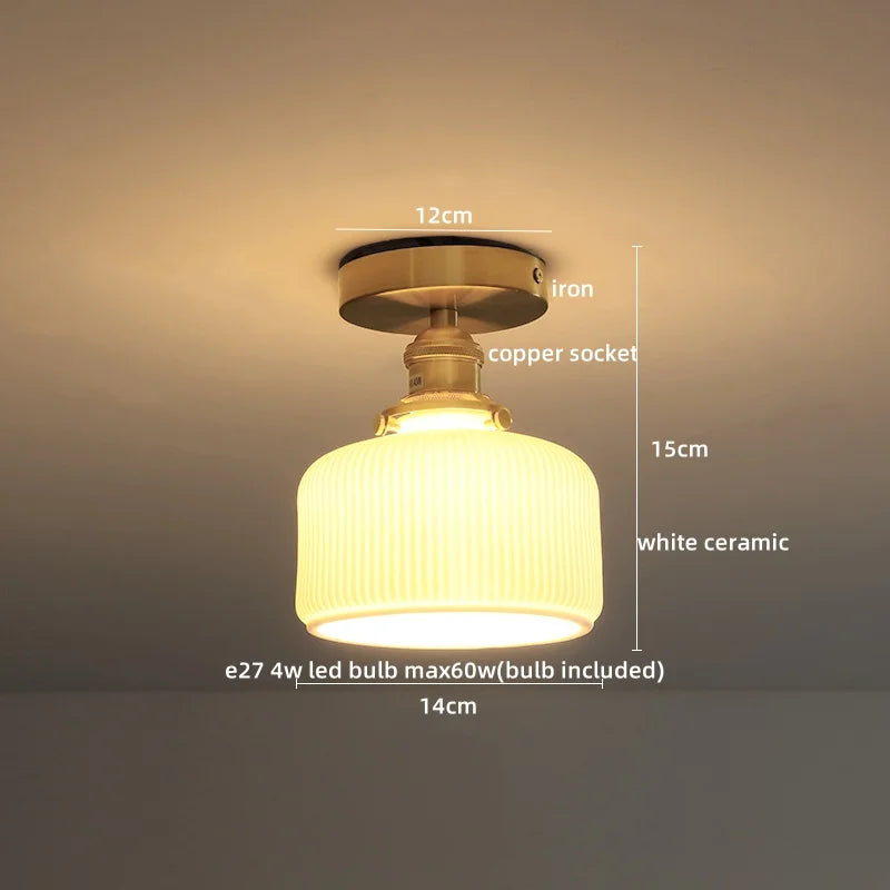 DecorBites™ Ceramic LED Ceiling Light Modern White Porch Balcony Luminaria