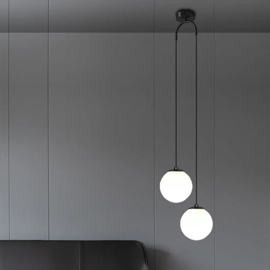 DecorBites™ Glass Ball Dual Head Pendant Light for Bedroom, Modern LED Chandeliers