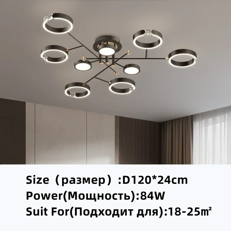 DecorBites™ Gold Plated Chandelier with Remote Control, Crystals Decoration for Living Room