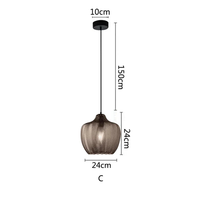 DecorBites™ Amber Glass Pendant Lights for Kitchen, Restaurant, Bedroom - E27 Luminaires